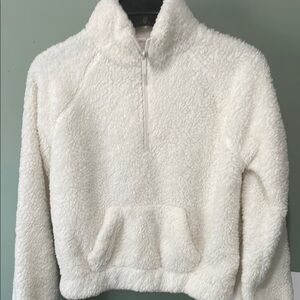 Aeropostale White Sherpa 1/4 zip cropped jacket